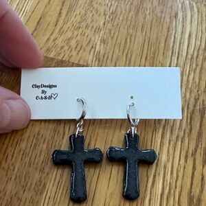 Black Cross Earrings